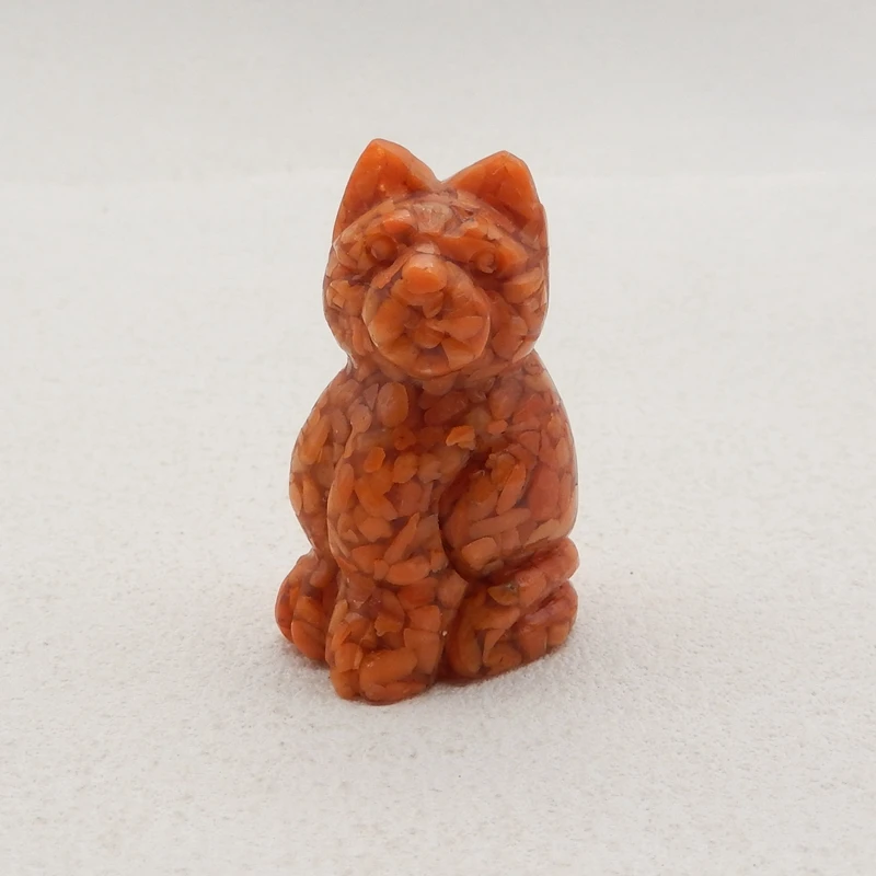Lucky Cat Ornament Natural Stone Italian Coral Cute Cat For Decoration Gemstones Jewelry Pendant Free Drilling 43x25x18mm 24g