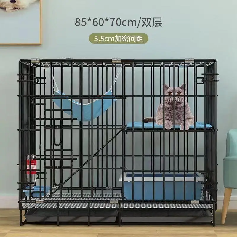 Household double-layer cat villa cage indoor encryption with toilet portable small