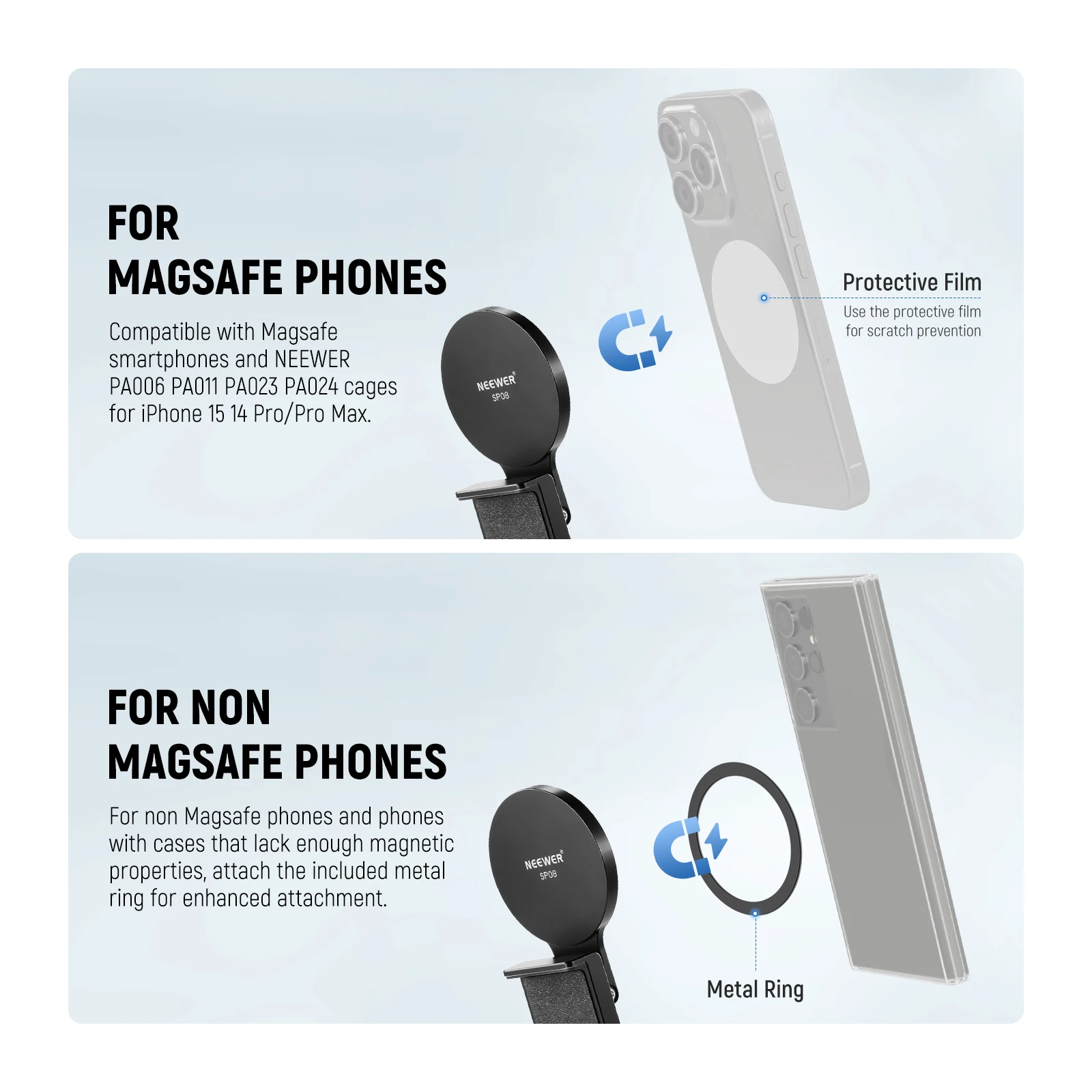 Neewer Continuity Kamerahalterung für Desktop-Monitor, magnetische dreifach gefaltete Schreibtisch-Telefonkamera-Webcam-Halterung für MagSafe iPhone – Detail 2
