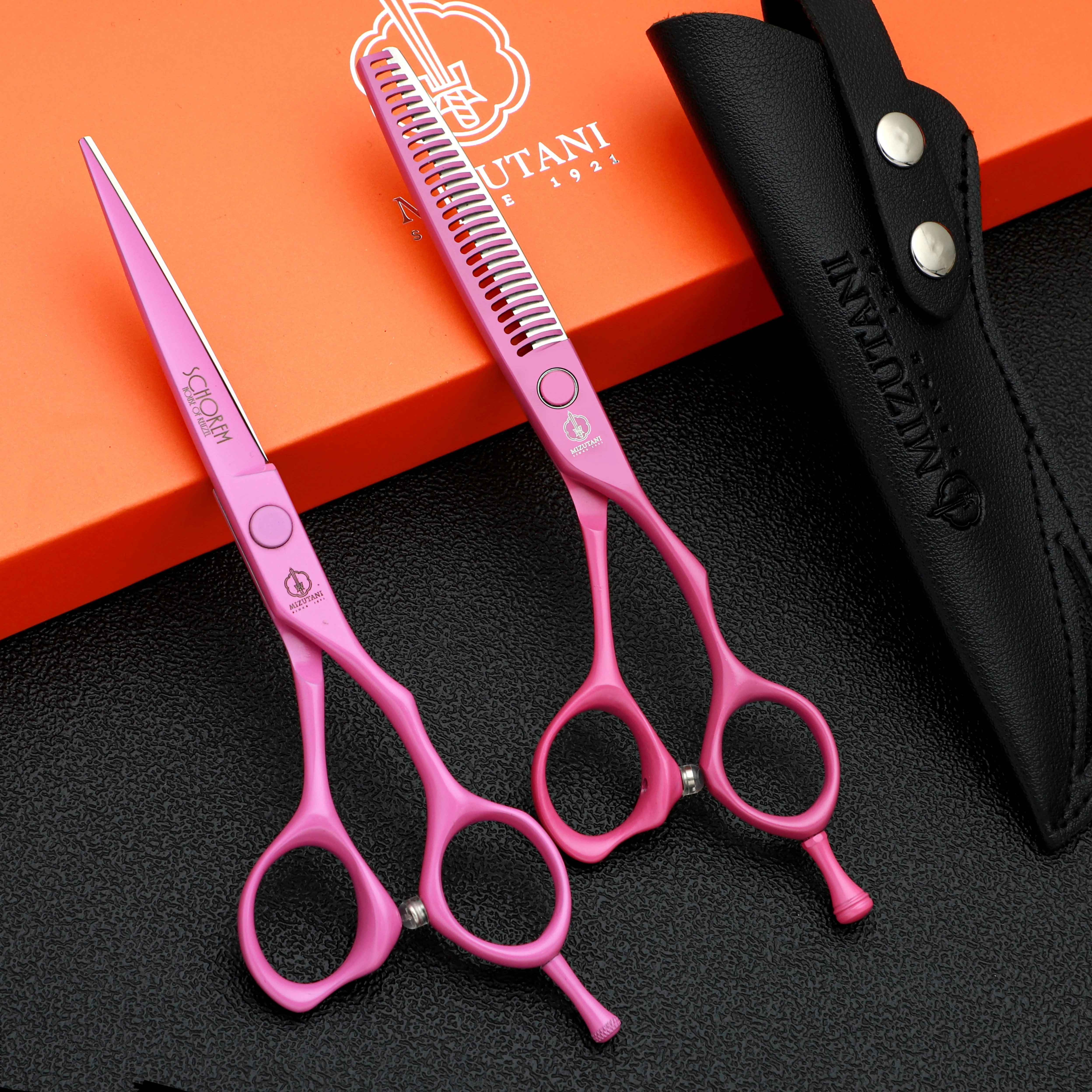 MIZUTANI Hair clippers 6.0 inch pink scissors hair thinning scissors 440C Material is sharp and wear-resistant scissors tool