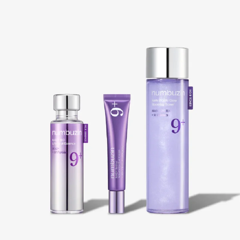 No.9 Advanced NAD+ Set - PDRN Glow Boosting Toner, BIO Lifting-sil Essence, Retinal Volumetox Eye Cream, for plump, glow-boosted