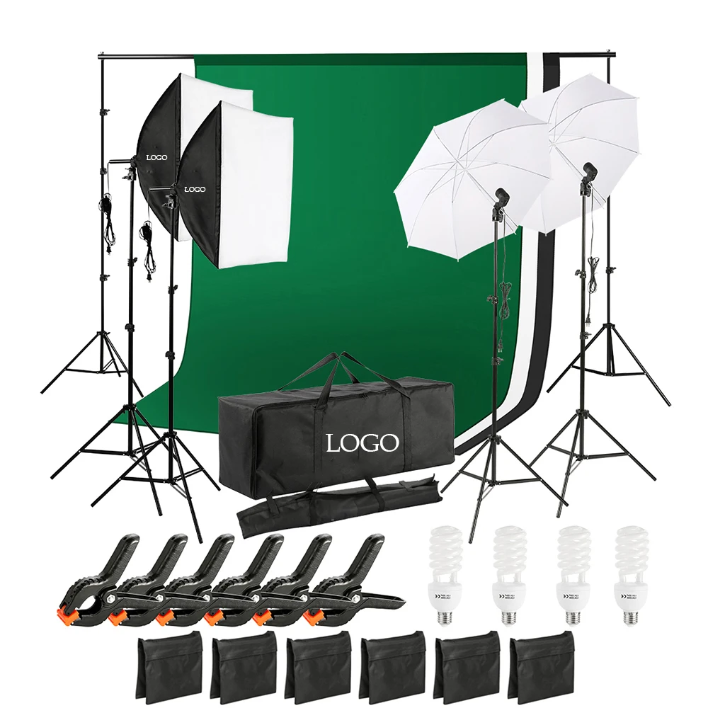 Professional studio lighting backdrop stand kit softbox umbrella soft box for photograph video shooting livestream