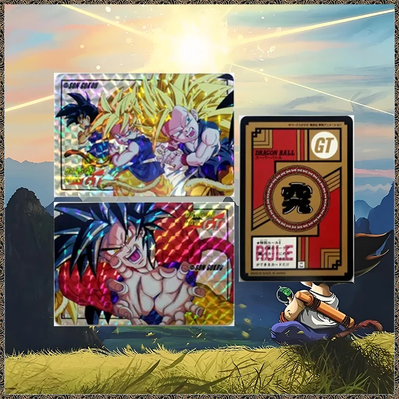 2pcs Japan Anime Fierce Battle Reprint GT Super Saiyan Dragon Ball DIY ACG Son Goku Collectible Card Christmas Birthday Toy Gift