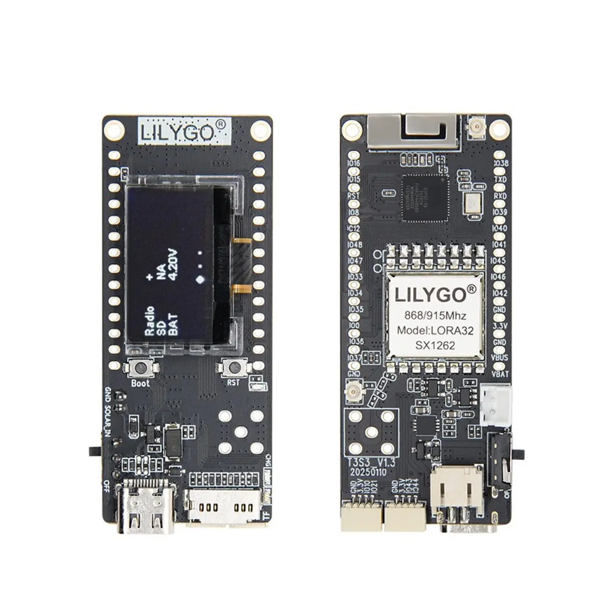 2 uds T3S3 V1.3 ESP32-S3 LoRa Meshtastic SX1262 Placa de desarrollo LoRa 2,4G módulo WiFi Bluetooth inalámbrico GPS 868MHz