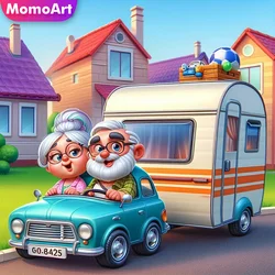 Momoart Old People Diamond Painting 5D Grandparent Portrait Full Square Round Couple Embroidery House Mosaic Cartoon Child Gift