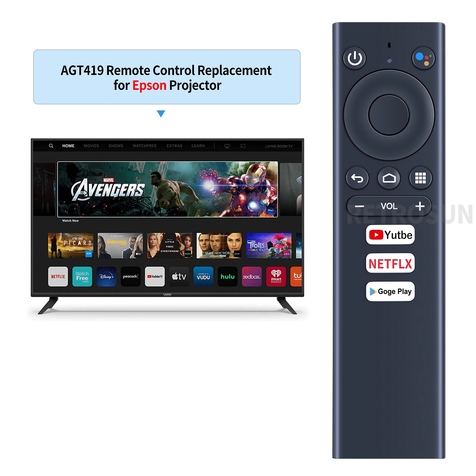 Voice Bluetooth Remote Control For Ematic 4K UHD Android TV Box AGT418 AGT419