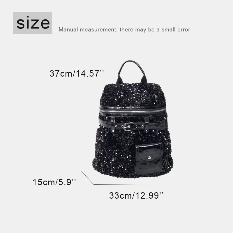 Fashion Backpacks For Women Luxury Designer Handbag Purse 2026 New In Shiny Round Pieces Belt buckle Large Capacity Shoulder Bag