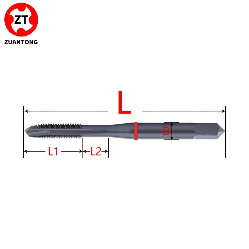Gwintowniki maszynowe ZUANTONG HSS-CO Red Ring JIS Standard z spiralnym ostrzem OX, gwinty UNC UNF 4-40 6-32 8-32 10-24 1/4 — zdjęcie 2