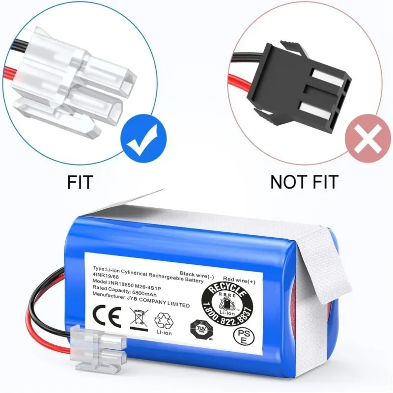 Original 14.4V 2600mAh Replacement Battery for ILIFE A4,A4s,A6,A7, A8,A9,V7,V7S Robotic Vacuum Cleaners,18650 14.8v Battery pack