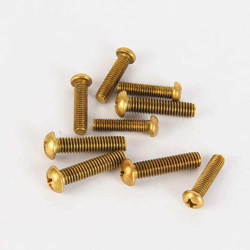 5-50Pcs M2 M2.5 M3 M4 M5 M6 Brass Round Head Cross Groove Screws Brass Phillips Cross Machine Screw Pan Head Philips Screw Bolts