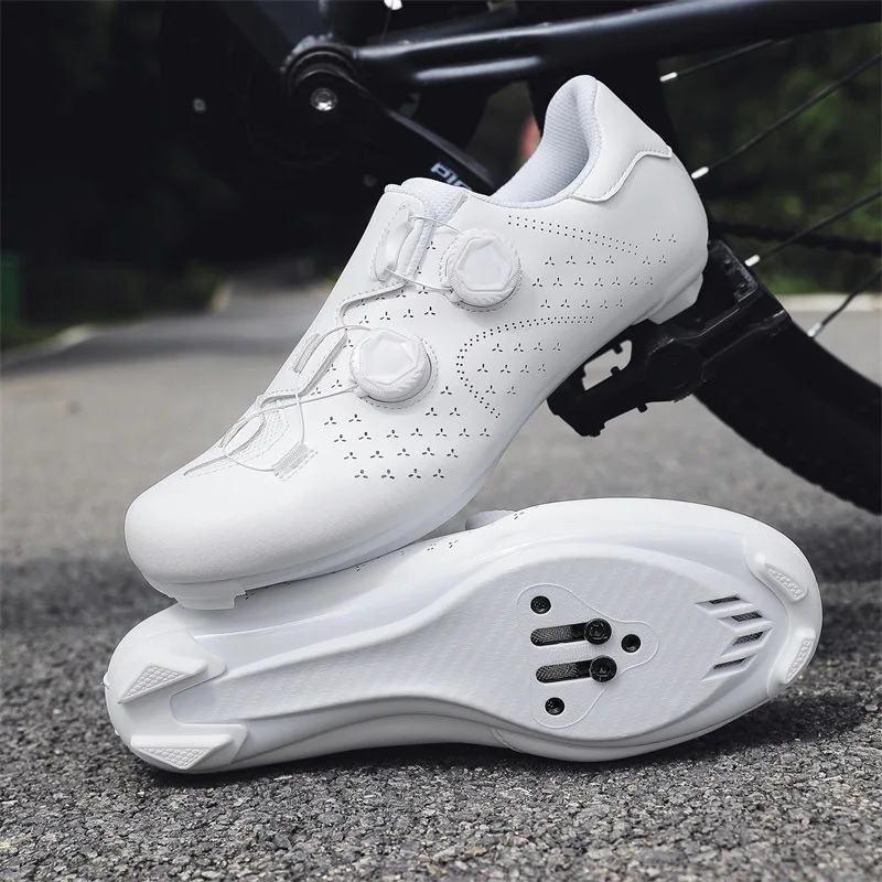 

Professional Cycling Shoes with Dual Knob Closure, Breathable Upper, 3 Soles (Road/MTB/Rubber) for Men Women Bicycle Riding