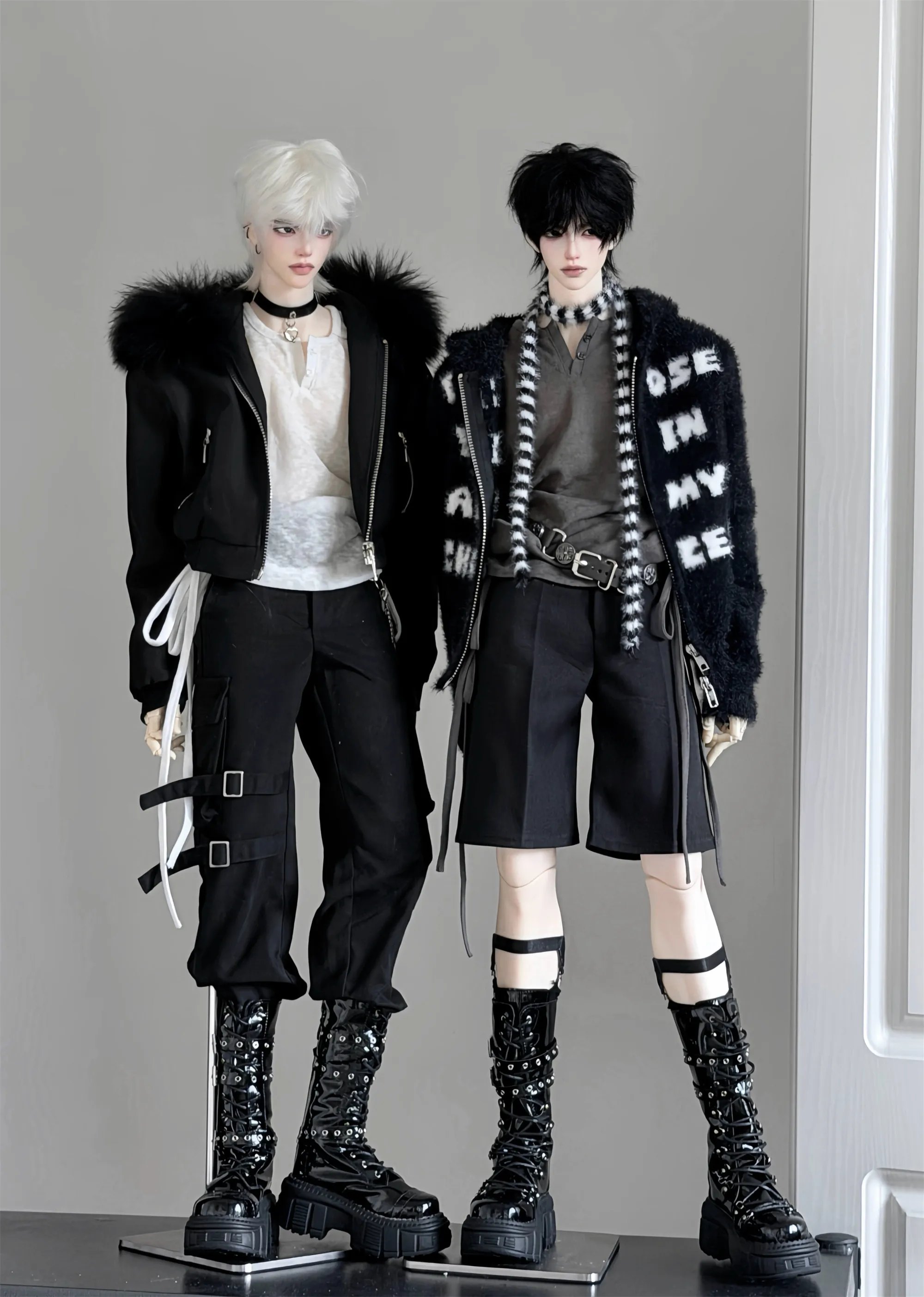 1/4 ID75 Knee-high Chunky-heeled Boots In Stock BJD Doll Shoes Boys Girls Black Brown Glossy Leather High Boots Doll Accessories