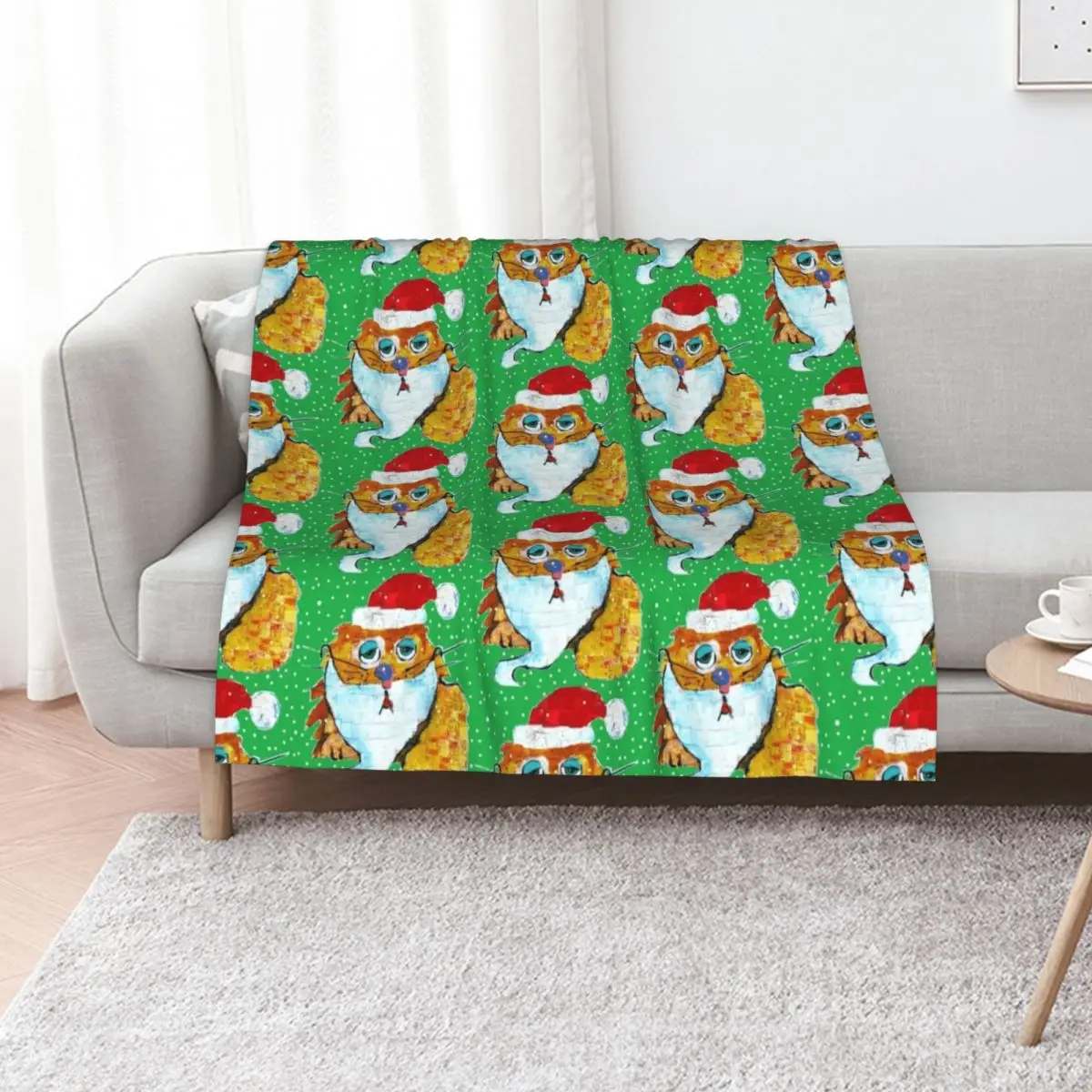 

Santa Cat Throw Blanket For Sofa Thin Blankets Sofas Of Decoration heavy to sleep Soft Plaid Blankets