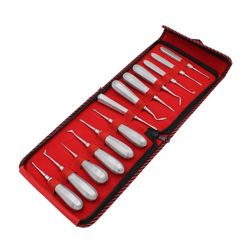 13pcs Dental Elevator Set Made in Pakistan Teeth Extraction Tooth Extracting Forceps Stainless Steel Curved Root Lift Elevator