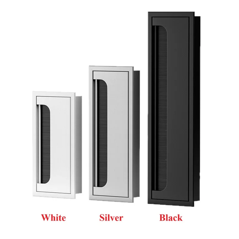 Aluminum Rectangular Table Cord Cable Hole Cover Wire Organizer Silver Black White