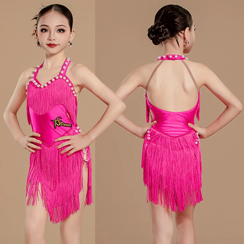 Latin Dance Kleid Mädchen Ballsaal Kleid Standard Quaste Tanz Rock Kinder Latin Praxis Kleid Kinder Fransen Rock Tanz Kostüm