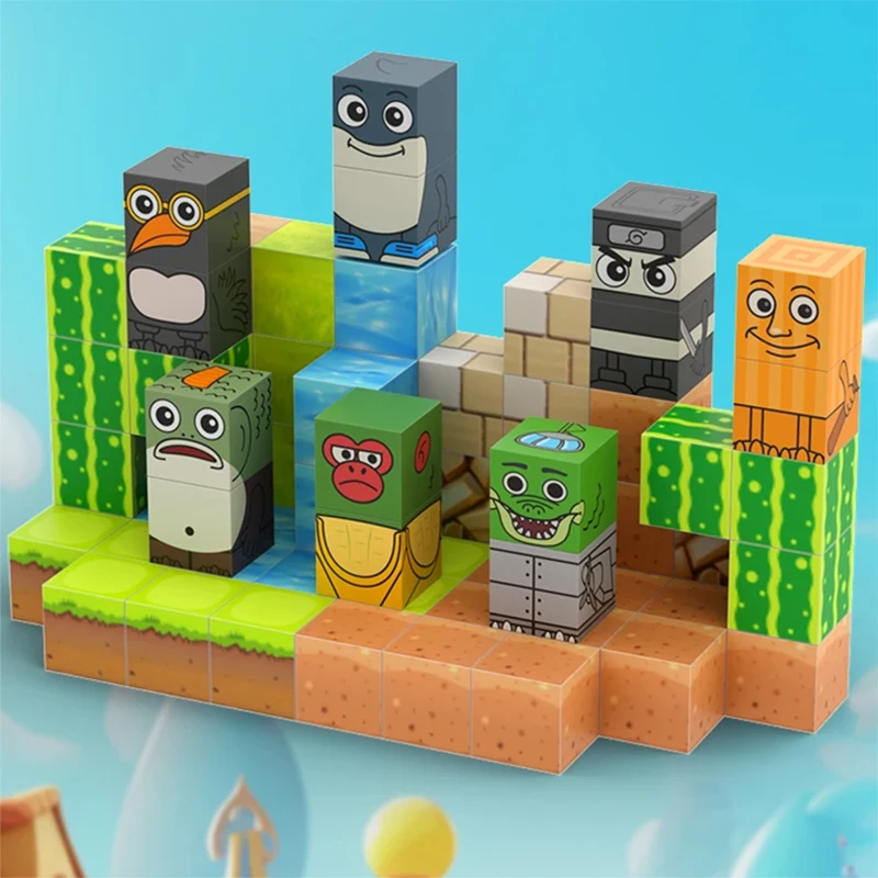 Tralalero Tralala Brainrot figuras bloque magnético Tung Sahur construye mina imán mundo juguetes sensoriales para niños pequeños regalo de cumpleaños