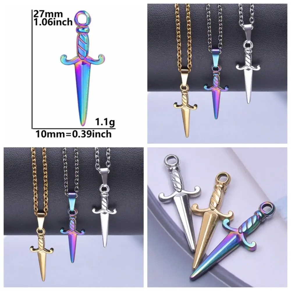 Stainless Steel Sword Pendants New Light Luxury Vacuum Plating Necklace Hypoallergenic Niche Charm