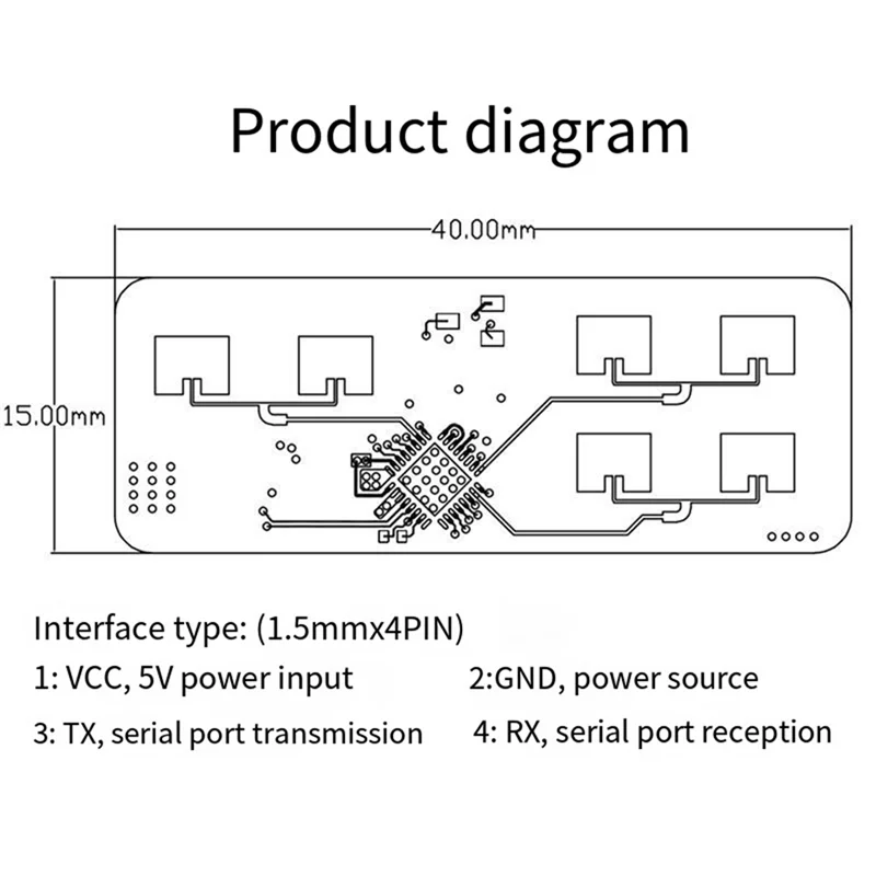 LD2450 DC5V 24G Smart Home Movimiento Seguimiento humano Prueba de trayectoria Distancia Ángulo Velocidad Sensor de radar Módulo-B12B