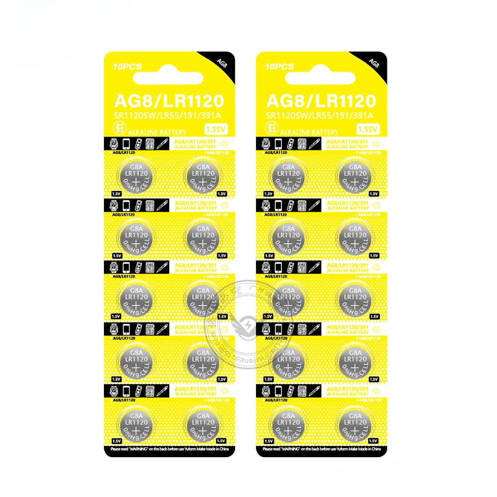 10-100pcs 1.55V AG8 LR1120 391 SR1120 R1120W CX191 Button Batteries G8A 191 SR1120SW Cell Coin Watch Toys Remote Battery