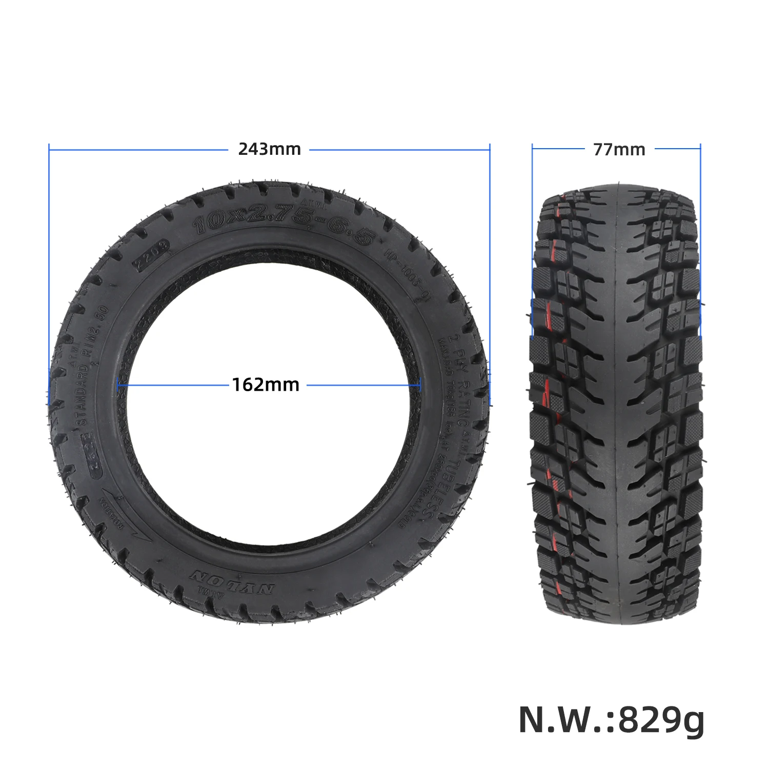 Ulip 10Inch 10x2.75-6.5 Off-road Tubeless Tire Extra Thick Tyre For Speedway 5/Dualtron 3 Electric Scooter with 10x2.70-6.5 Tire