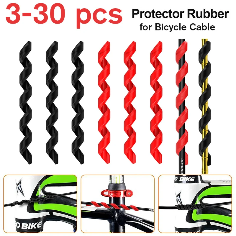 RISK 2-30pcs Bicycle Cable Housing Protector Rubber Bike Frame Anti-friction Brake Shift Cable Guard Wrap Spiral Screw Sleeve