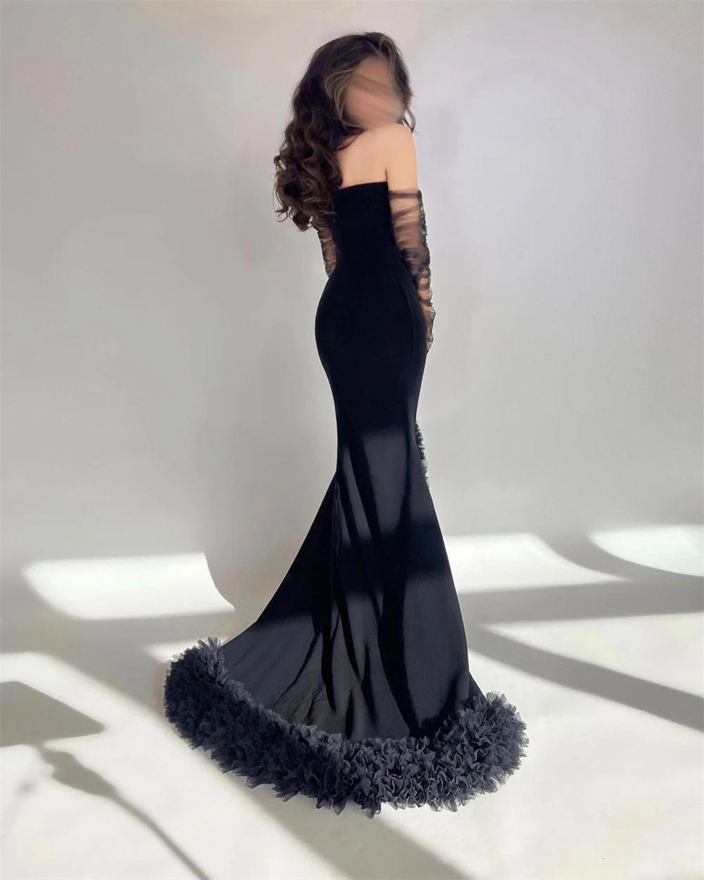 Customized Simple Strapless Sheath Party  Flowers Fold S Occasion Evening Gown vestido feminino    جديد في فساتين