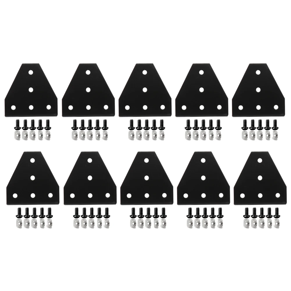10 Pack 2020 Series Corner Bracket Plate T Shape Design 5 Hole 90 Degree Outside Plate for 20x20mm Aluminum Frame Construction
