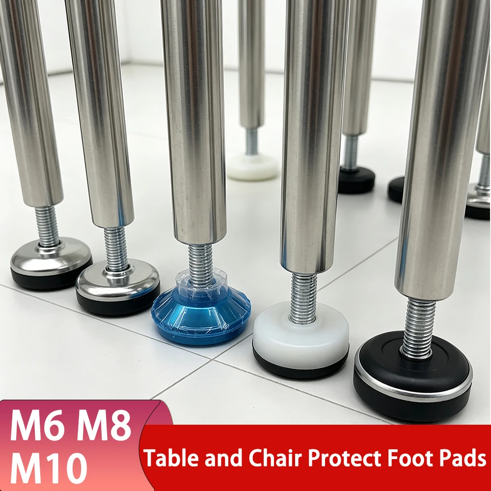 1-10Pcs Height Adjustable M6 M8 M10 Leveling Furniture Plastic Legs Pad For Table/Chairs/Cabinets Screw Support Feet Dia 28-50mm