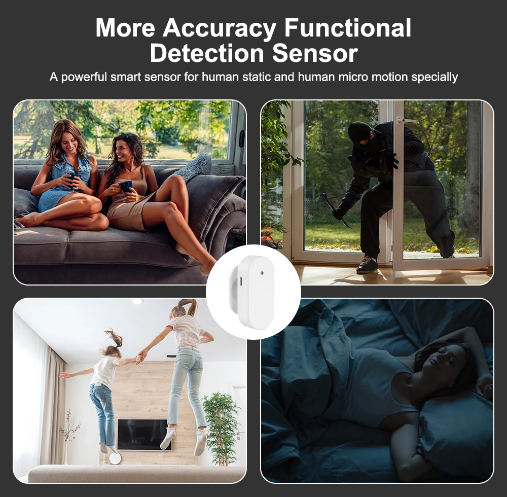 Sensor de Movimento Inteligente ZigBee, Detector de Radar com Brilho, Tuya, WiFi, Alexa, Google Smart Life, 24G MmWave