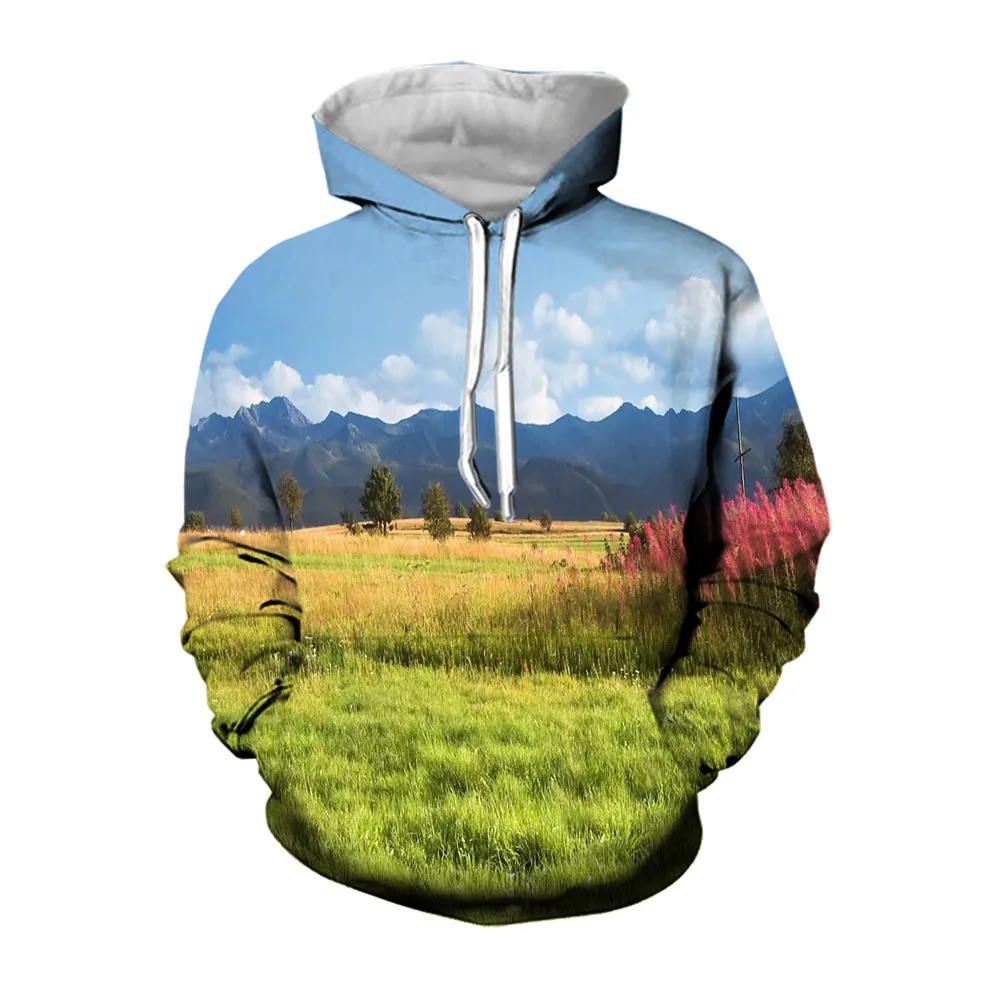 Jumeast 3D Mountain Landscape Hoodies For Men Natural Scenery Spring And Autumn Casual Oversized Hoodie Streetwear Pullover Tops