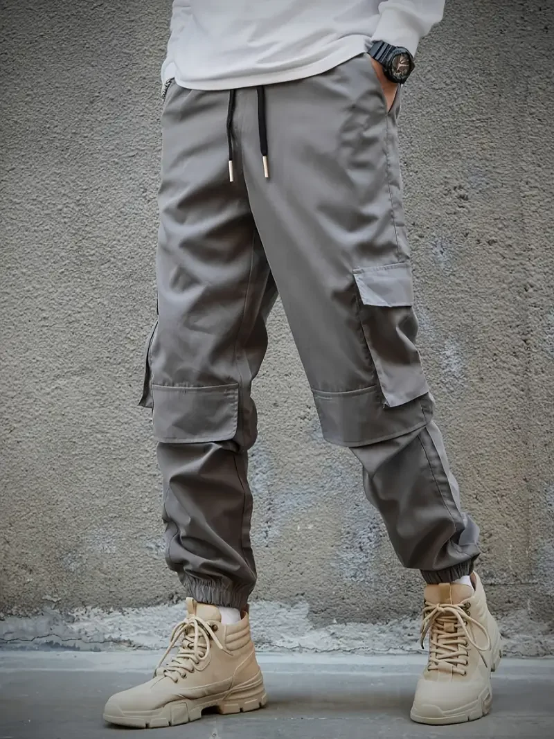 

Men's Casual Cargo Pants With Multi Pockets Design, As Work Clothes, For Mountaineering Hiking, Sports