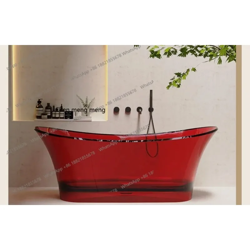 A17 Darwin transparent resin color crystal bathtub oval freestanding one-piece double bathtub bubble pool