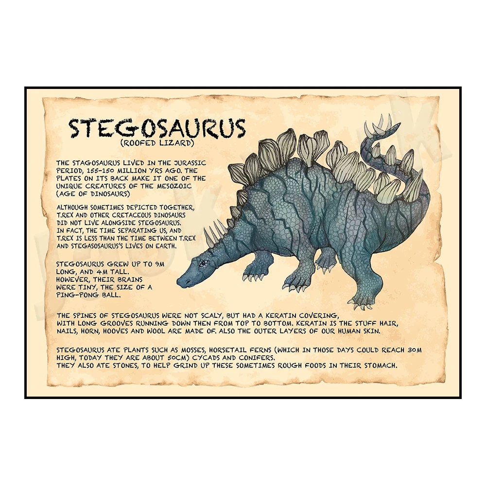 

Dinosaur poster, Parasaurolophus, Triceratops, Tyrannosaurus rex, Brontosaurus, Stegosaurus poster, fact poster. dinosaur art
