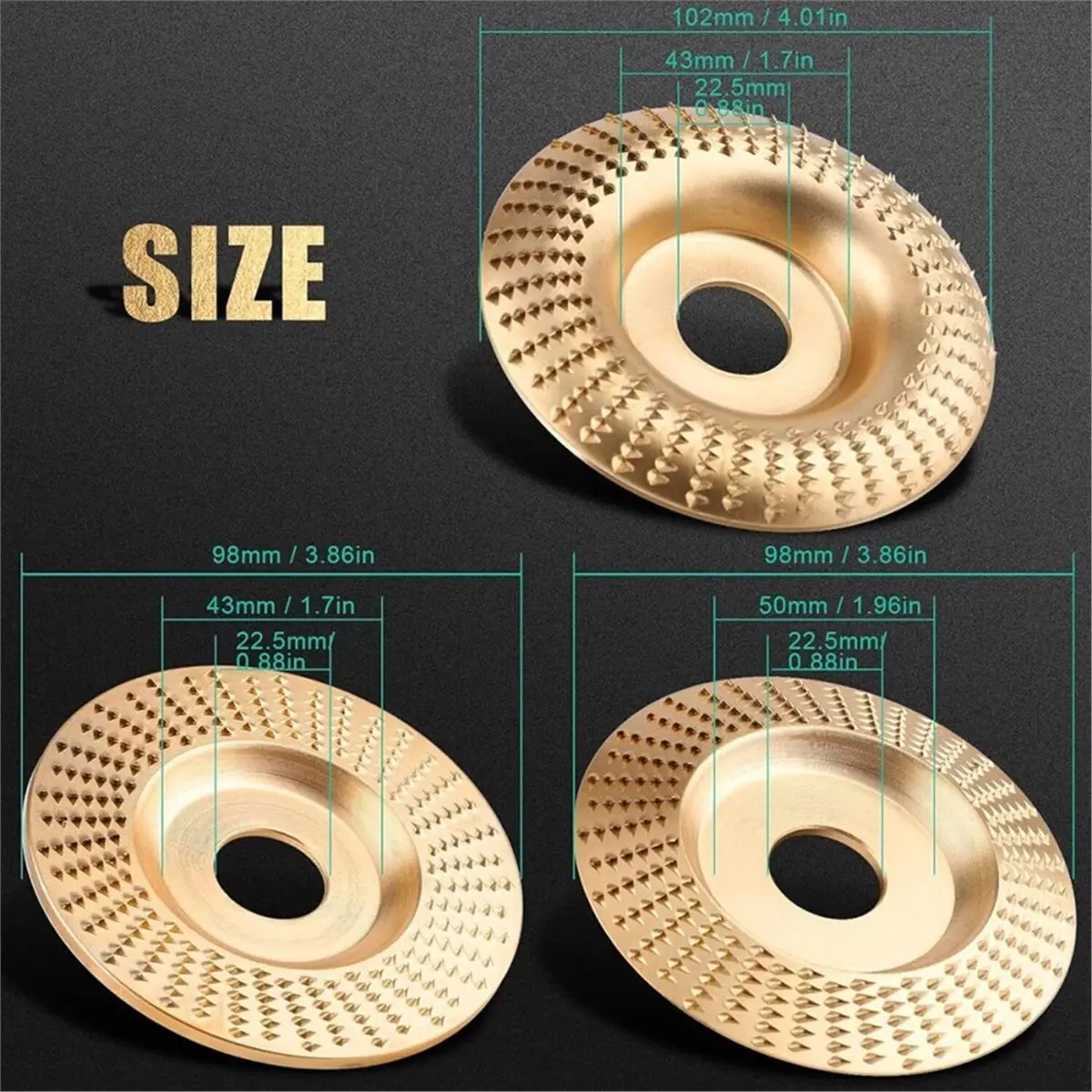4 PCS Wood Carving Disc Set+5PCS Rotary Burr Rasp Tool Set,4