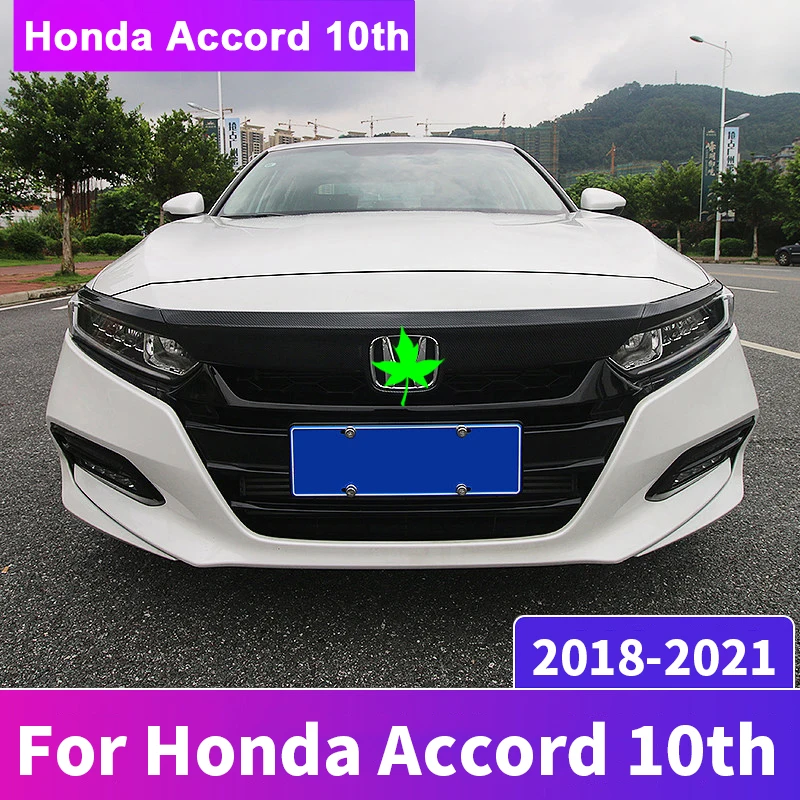 For Honda Accord X 10th 2018 2019 2020 2021 ABS Carbon Fiber Front Hood Bonnet Grill Lip Molding Cover Strips Trim Accessories