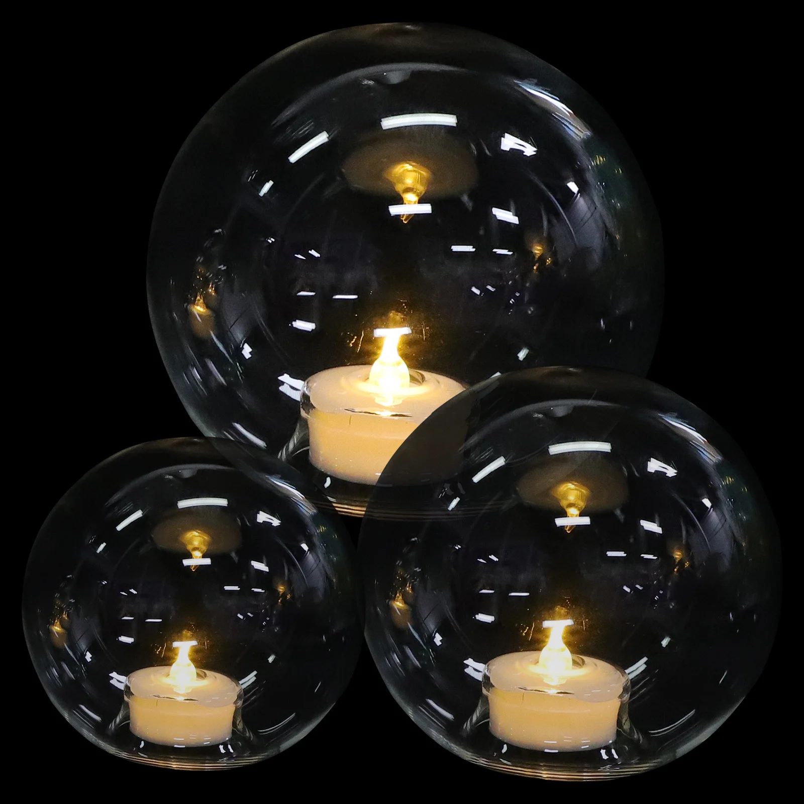 3Pcs Electronic Lamps Sphere Design Operated LED Lights Decoration Wedding Party Table Centerpiece