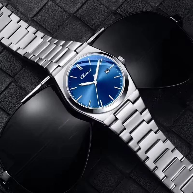 CHENXI 683 ساعة كوارتز رجالية مدمجة مقاومة للماء بتقويم مضيء وشريط فولاذي ساعة فاخرة للرجال relógios masculino