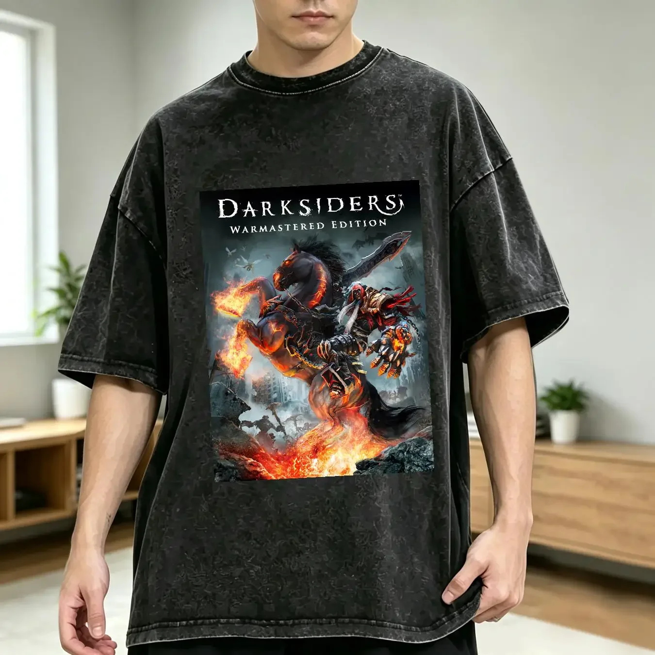 washed T Shirt New Cotton Darksiders Men's Size S to 3XL vintage Washed homme graphic Unisex Slightly Stylish Comfortable