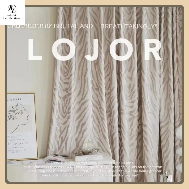 

Fashion blackout luxury curtains for living room bedroom dining room grey zebra jacquard elegant thickened window leopard print