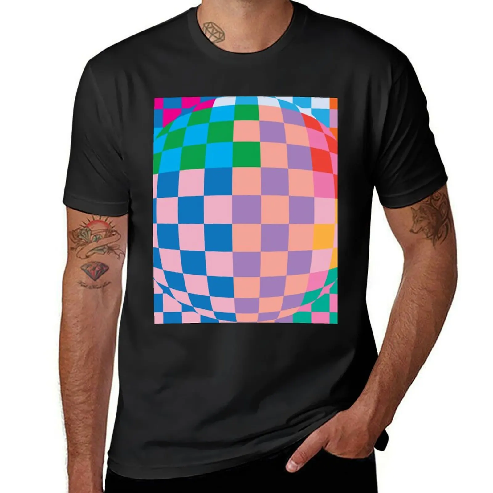 Victor Vasarely Checkerboard Collage T-Shirt aesthetic clothes cute tops boys animal print oversized mens white t shirts