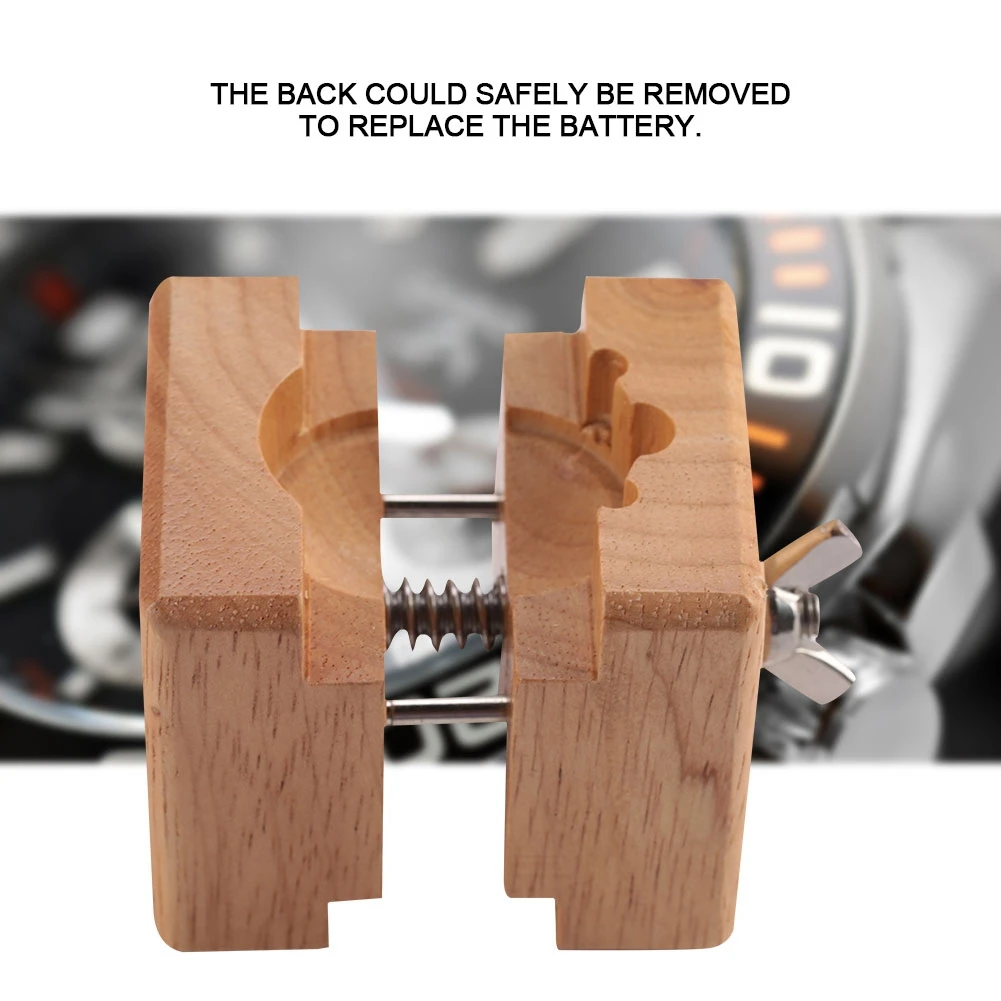 Professional Wooden Watch Case Holder Block Vise Clamp Movement Repair Watchmaker Tool Watch Movement Clamp
