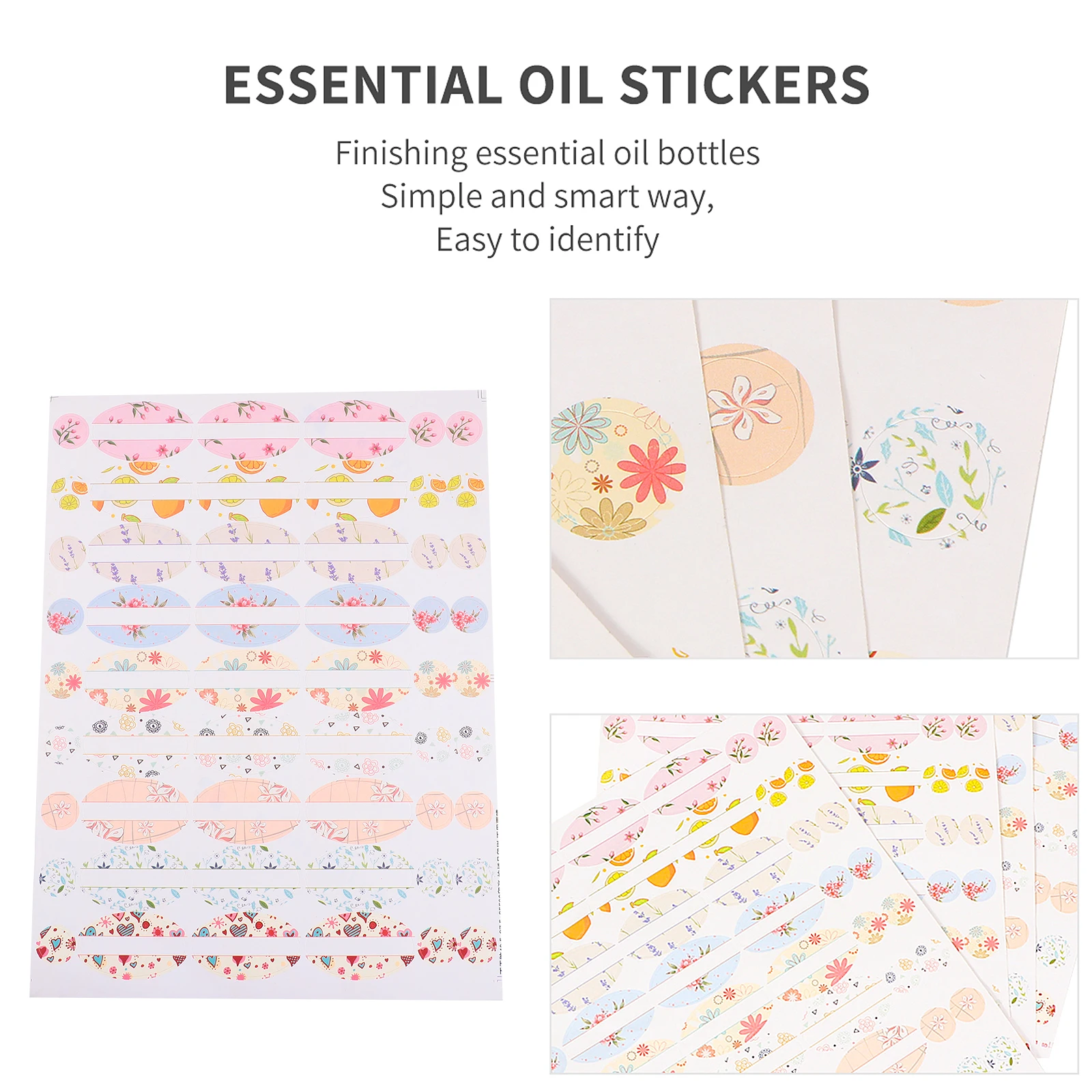 

12 Sheets Essential Oil Bottle Stickers Waterproof Self Adhesive Labels for Aromatherapy Perfume Oil Bottle