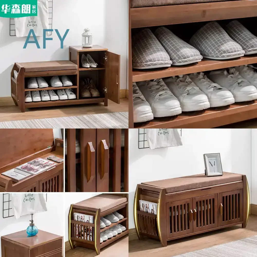 Shoe Changing Stool for Home Entryway Shoe Cabinet Storage Bench Multifunctional Door Mat Seat Chinese Style Footrest