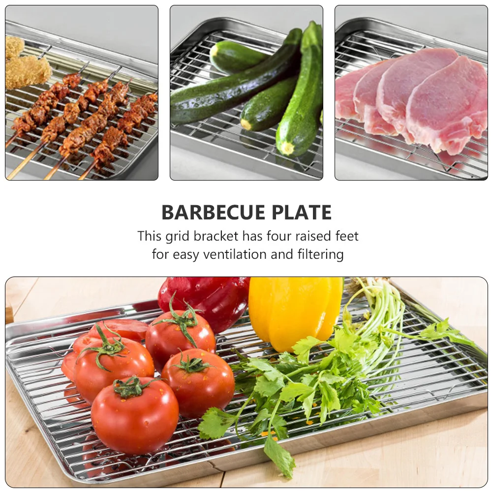 

2 Sets Pizza Lie Net Tray Skillet Griddle Fryer Trays Stainless Steel Oven Pans