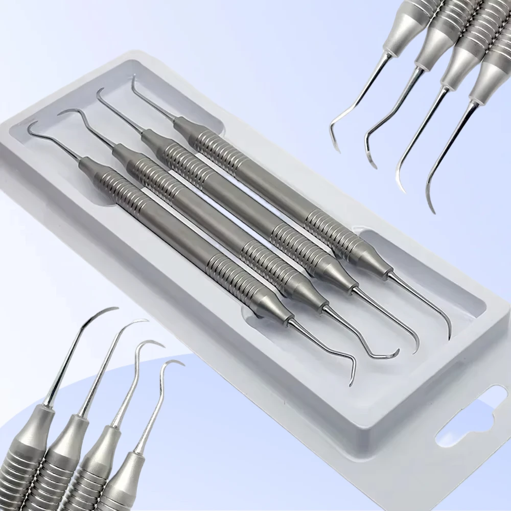 

4 шт./компл., набор для удаления зубов, стоматологический двусторонний дизайн, инструмент для чистки зубов, стоматологический инструмент из нержавеющей стали, инструменты