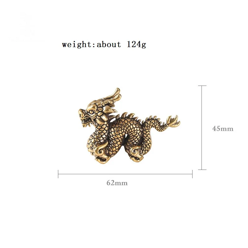 Pure Brass Zodiac Dragon Ornaments Figurines Miniatures Lucky Beast 3D Statue Desktop Decorations Crafts Accessories Home Decors