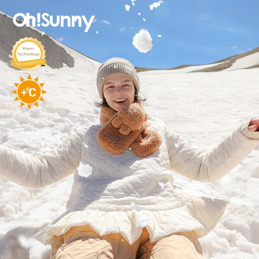 【NEW】OhSunny 2023 Plush Warm Scarf Cartoon Women Kids Autumn and Winter Thickened Neck Cover Cute Ski Neckerchief