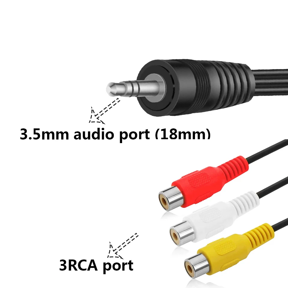 3.5MM To 3 RCA Cable Video Component AV Adapter Cable  AUX Stereo Cord 3RCA Standard Converter Wire for Speaker TV Box CD DVD P