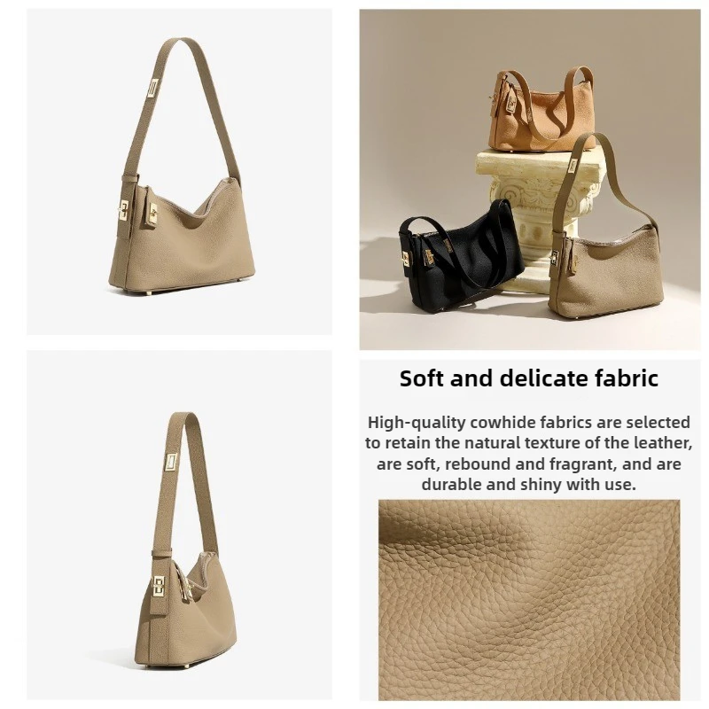 2025 الخريف الشتاء 100% جلد البقر زلابية حقيبة المحمولة تحت الإبط حقيبة كروسبودي مصمم حقيبة نسائية عالية الجودة هدية فاخرة